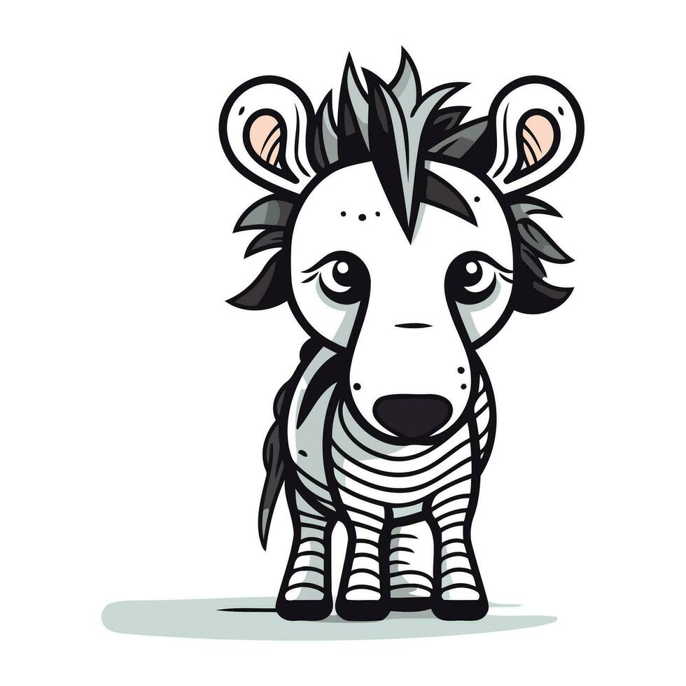 Zebra cartoon character. Vector illustration of a cute zebra.