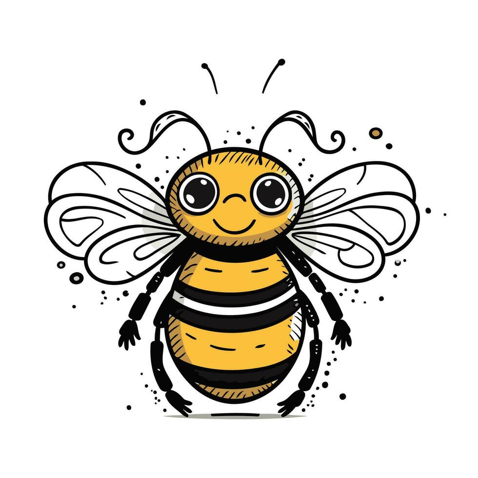 linda dibujos animados abeja. vector ilustración aislado en un blanco antecedentes.