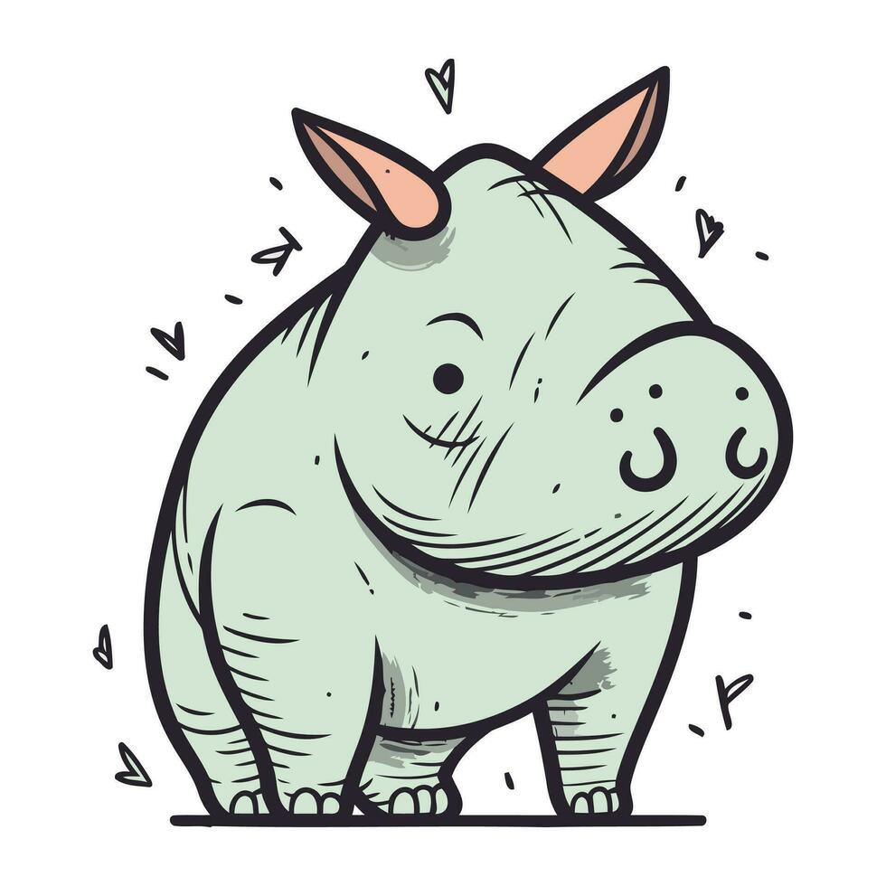 Cartoon hippo. Vector illustration of a funny hippo.