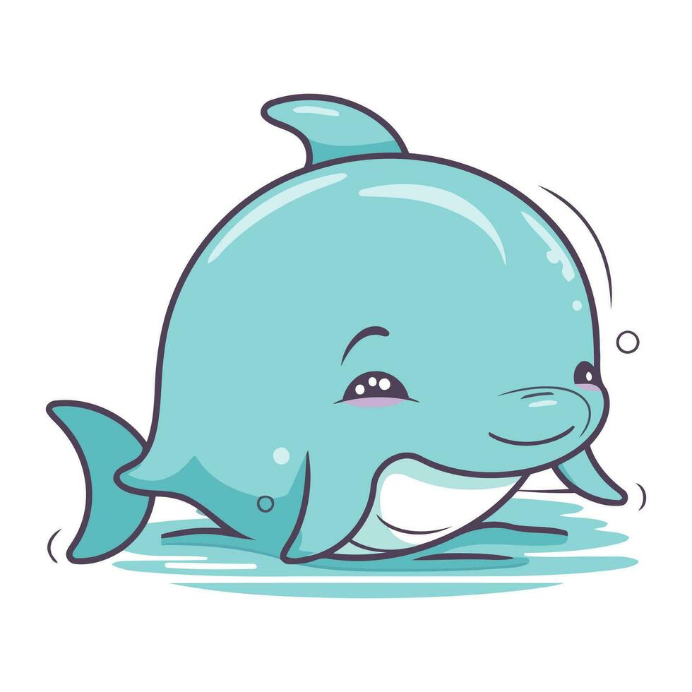 Cute cartoon whale. Vector illustration isolated on a white background.