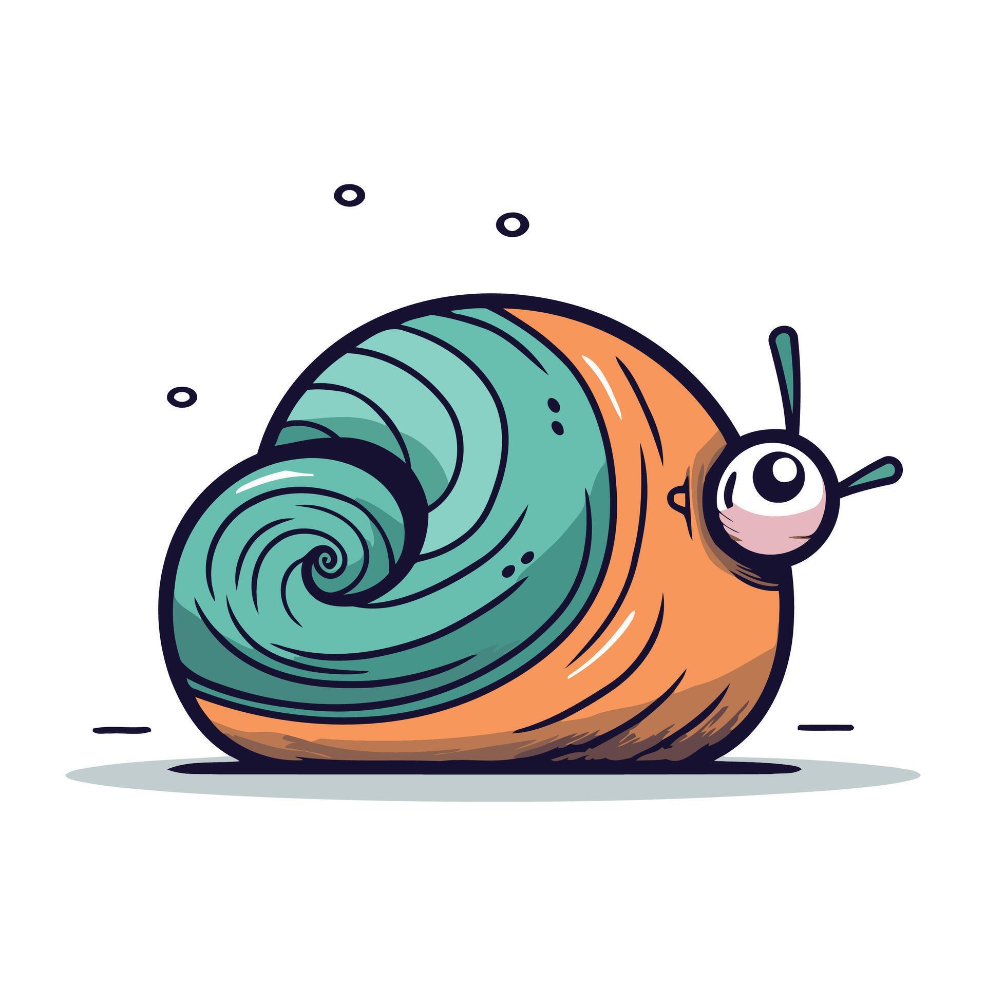 Cartoon snail. Vector illustration of a funny snail isolated on white