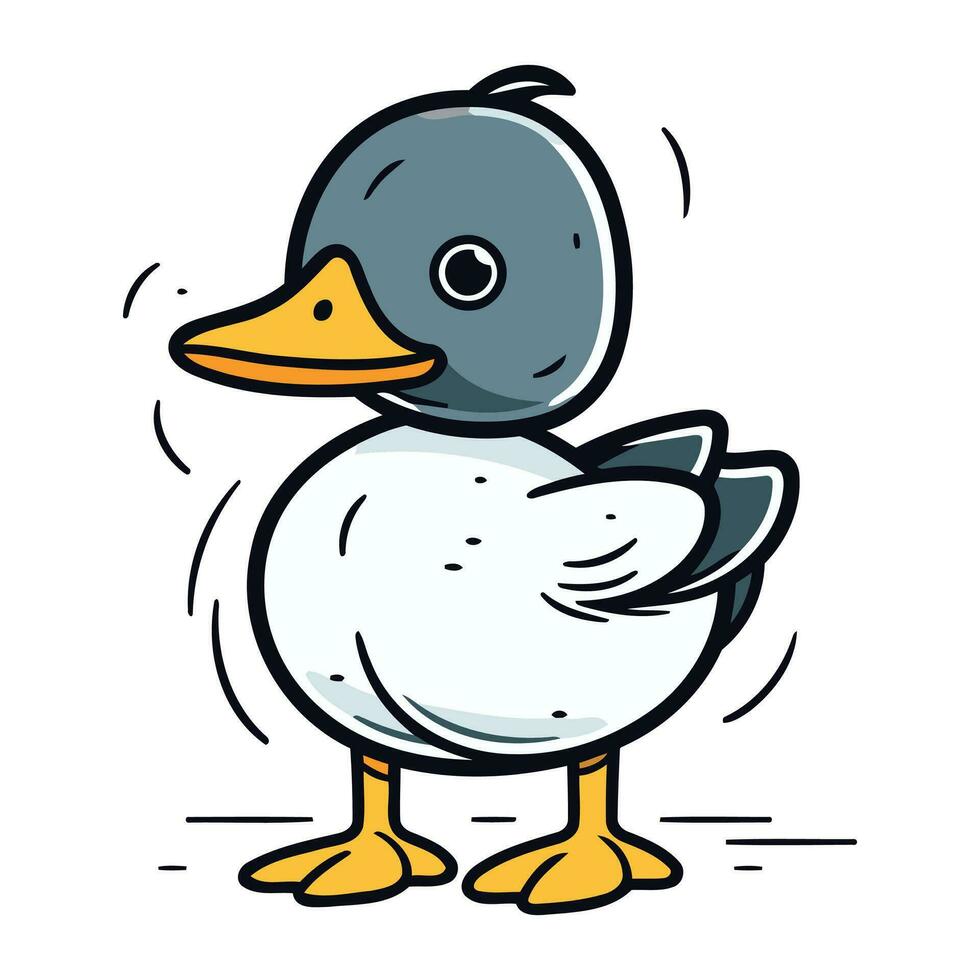 Pato aislado en blanco antecedentes. vector ilustración en dibujos animados estilo.