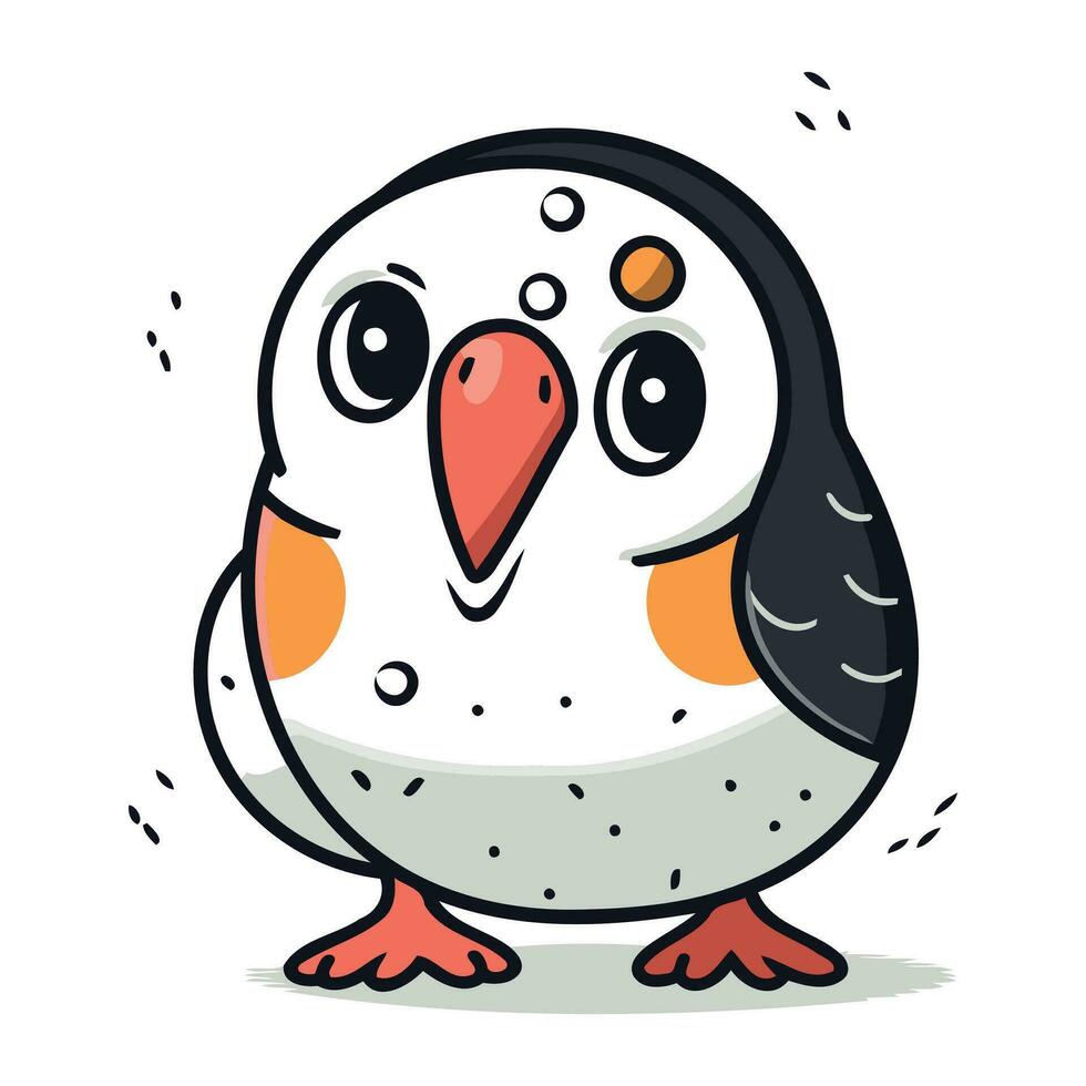 Cute cartoon penguin vector illustration. Isolated on white background.