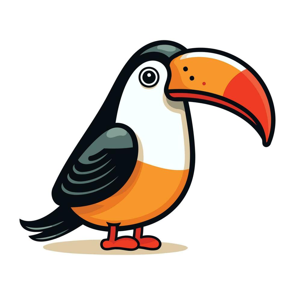tucán pájaro dibujos animados icono aislado en blanco antecedentes vector ilustración.