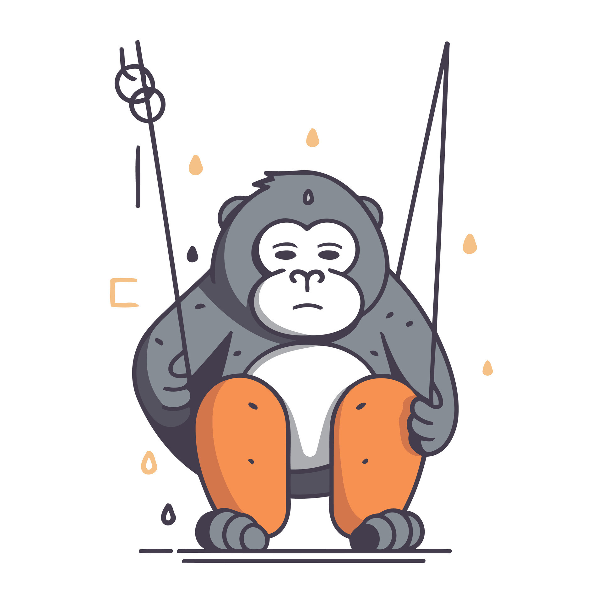 Monkey sitting with fishing rod. Vector illustration in flat style.  32913881 Vector Art at Vecteezy