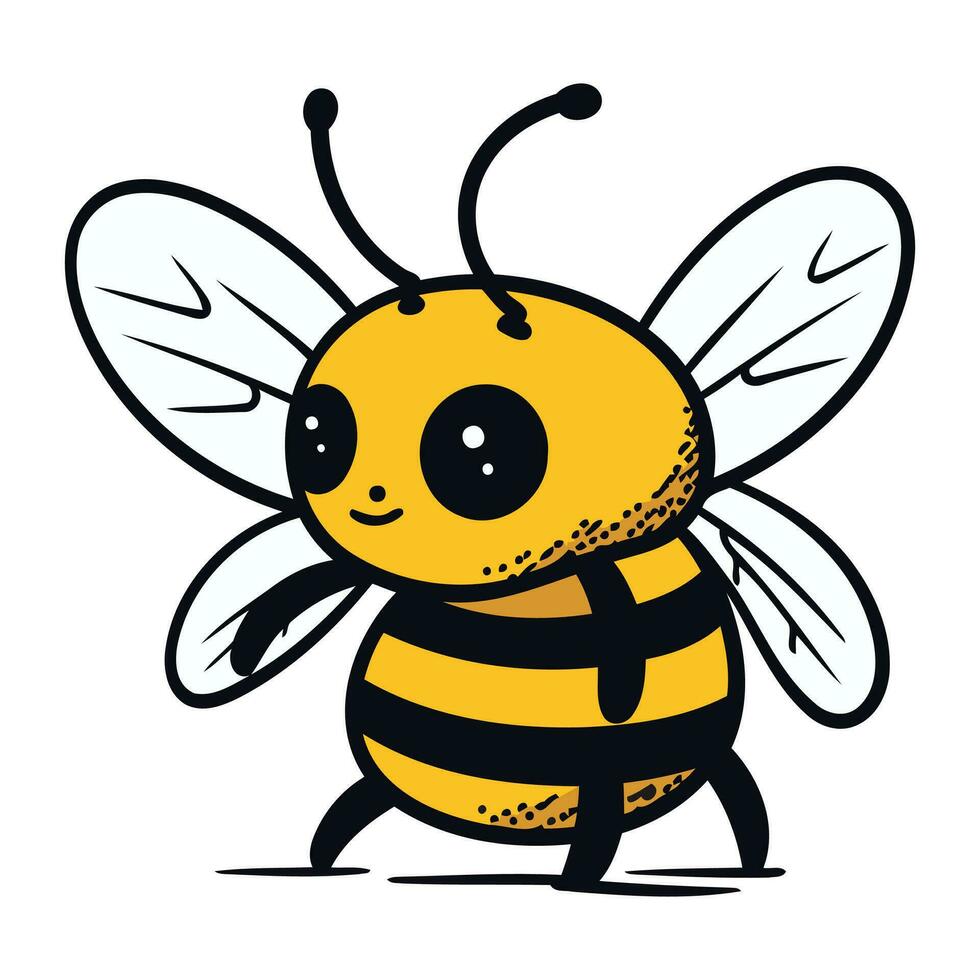 Cute cartoon bee. Vector illustration. Isolated on white background.