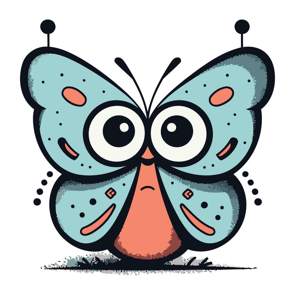 Butterfly vector illustration. Cute cartoon character. Vector illustration.