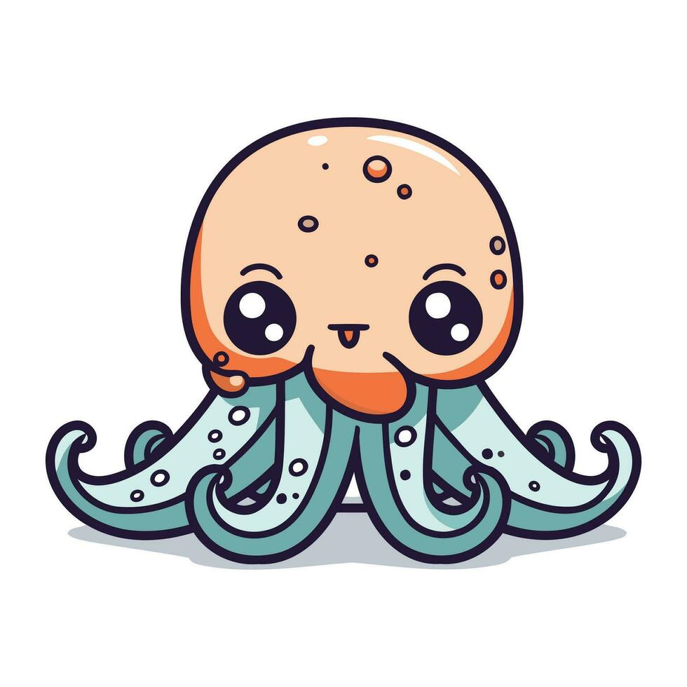 Octopus cartoon character design. Cute octopus vector illustration.