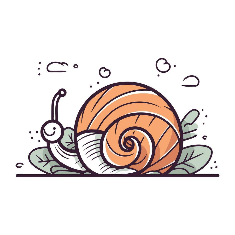 dibujos animados caracol en blanco antecedentes. vector ilustración en plano estilo.