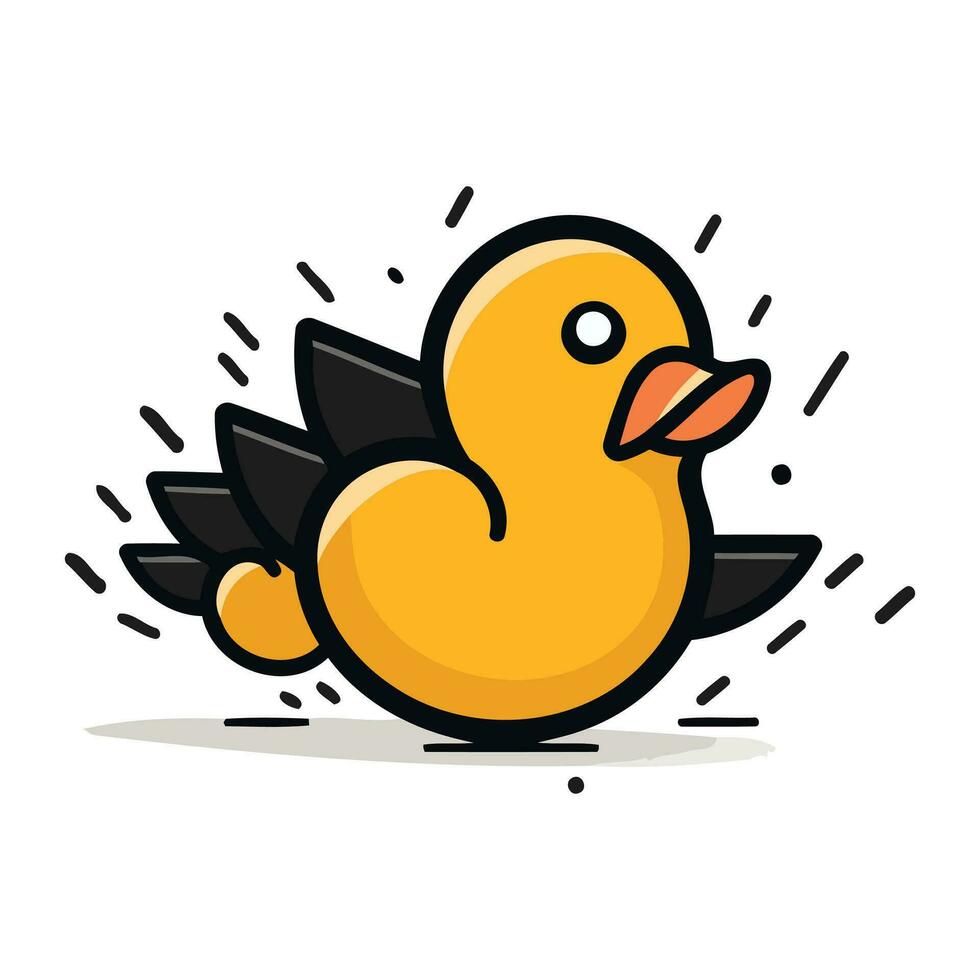 Cute little duckling isolated on white background. Vector illustration.