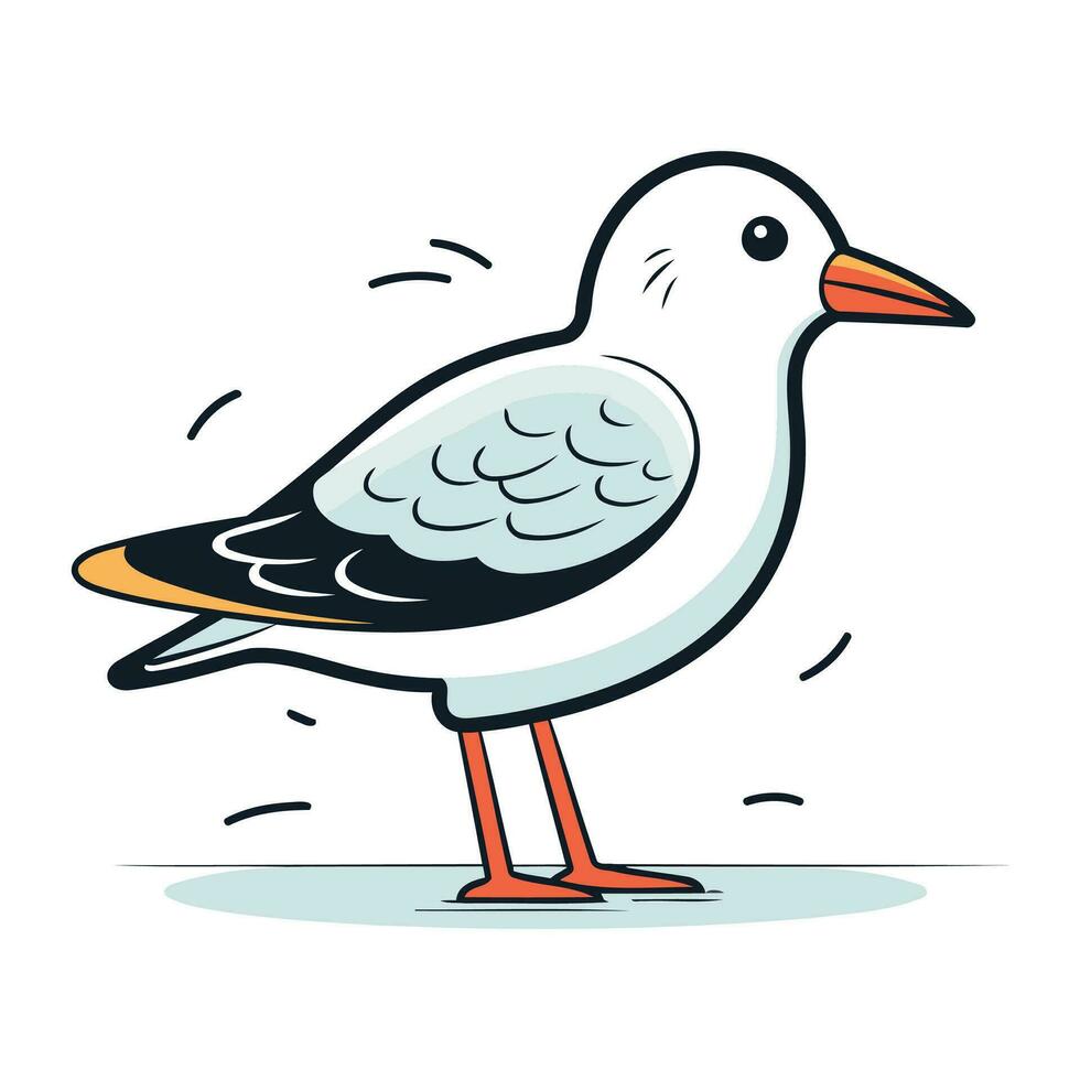 Seagull on a white background. Vector illustration in a flat style.