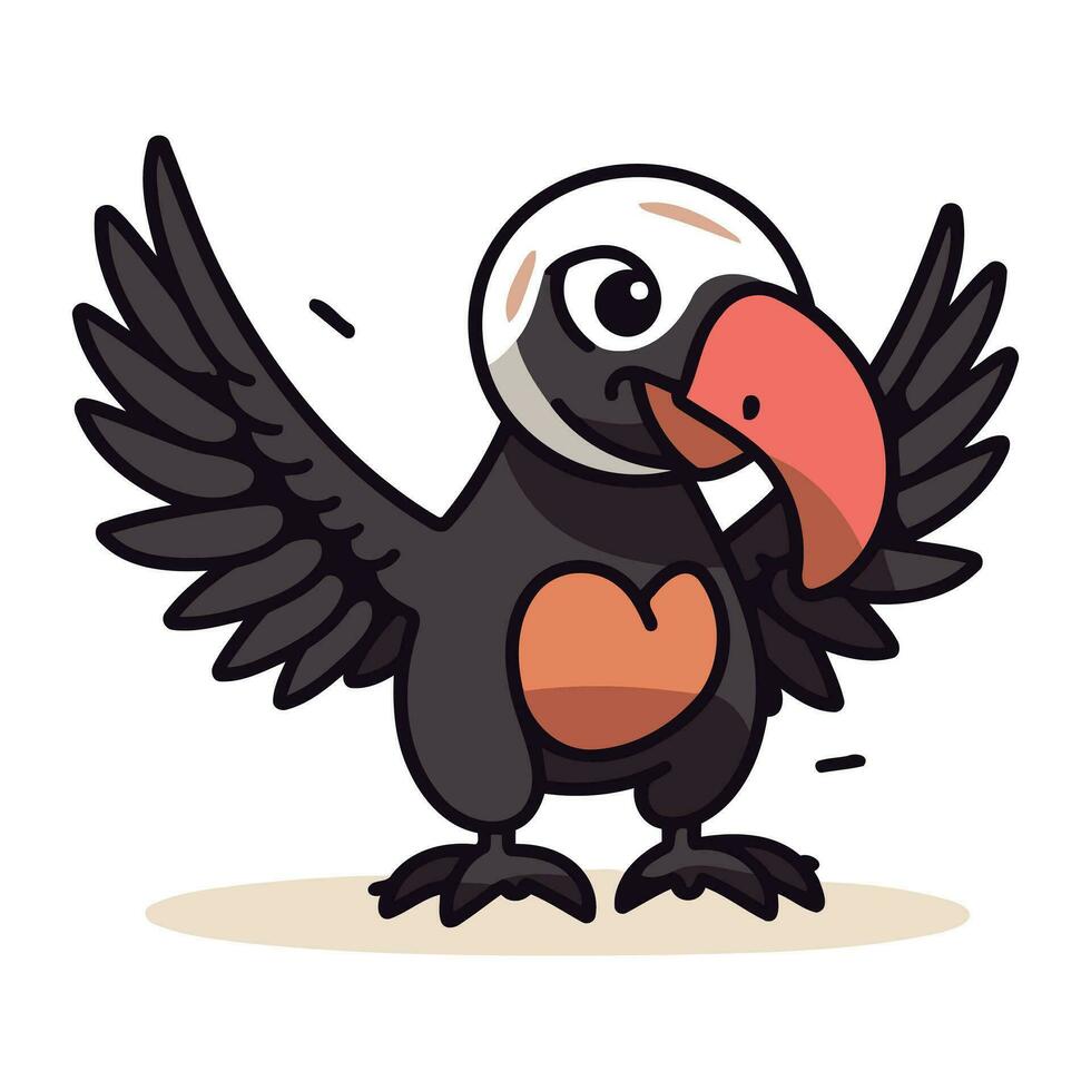 cute cartoon parrot with wings and heart in its beak vector
