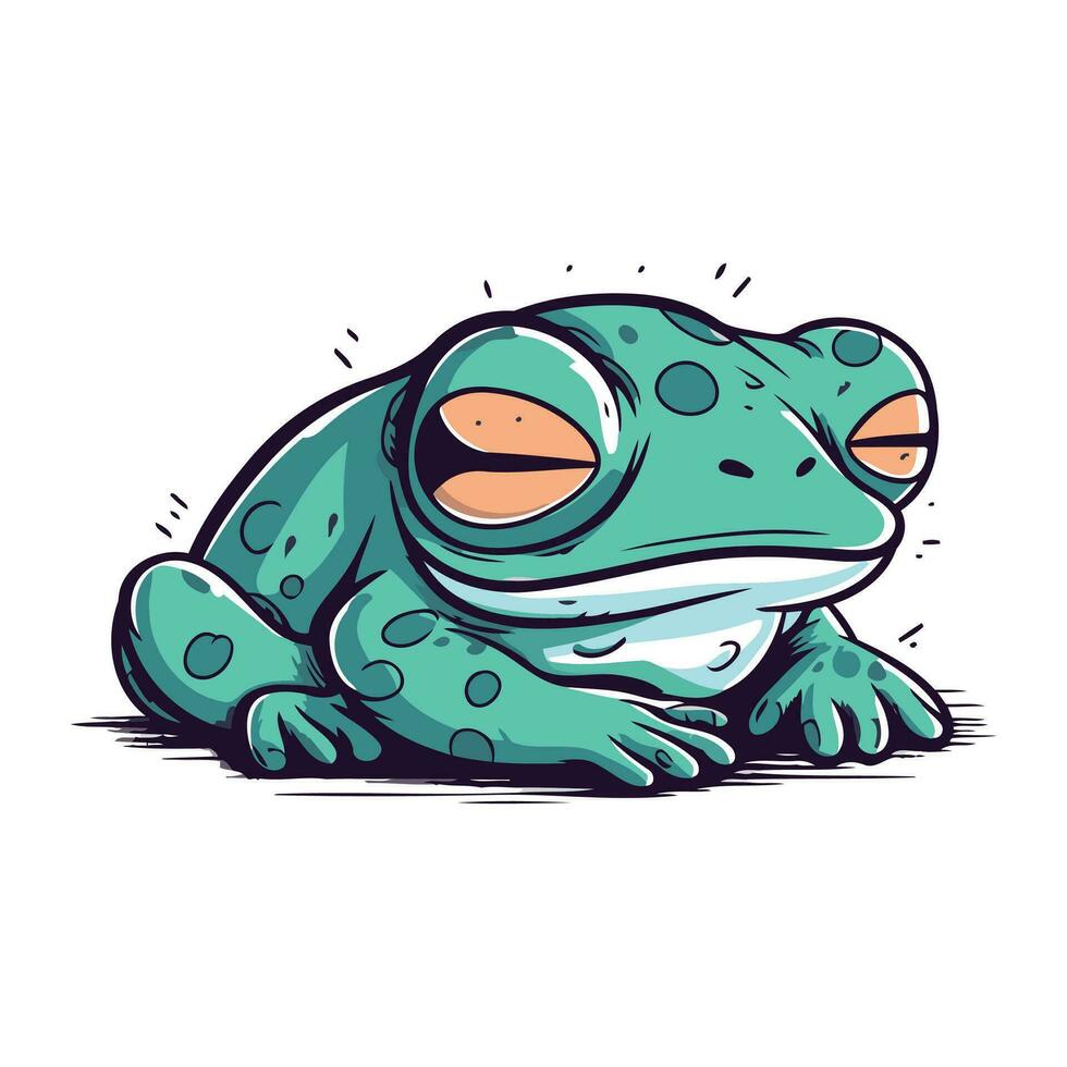 Cute cartoon frog. Vector illustration. Isolated on white background.