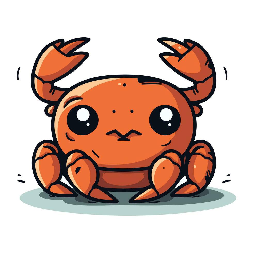 Cute cartoon crab. Vector illustration. Isolated on white background.