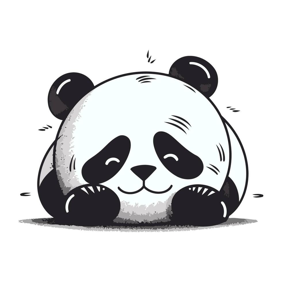Cute panda bear cartoon vector illustration. Cute panda bear animal character.