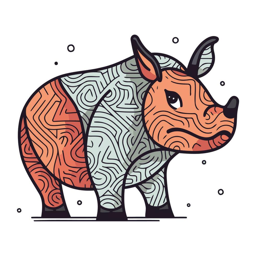 linda rinoceronte. vector ilustración aislado en blanco antecedentes.