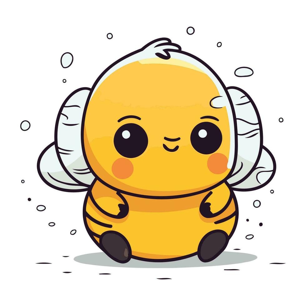 Cute Bee Cartoon Mascot Character. Vector Illustration.