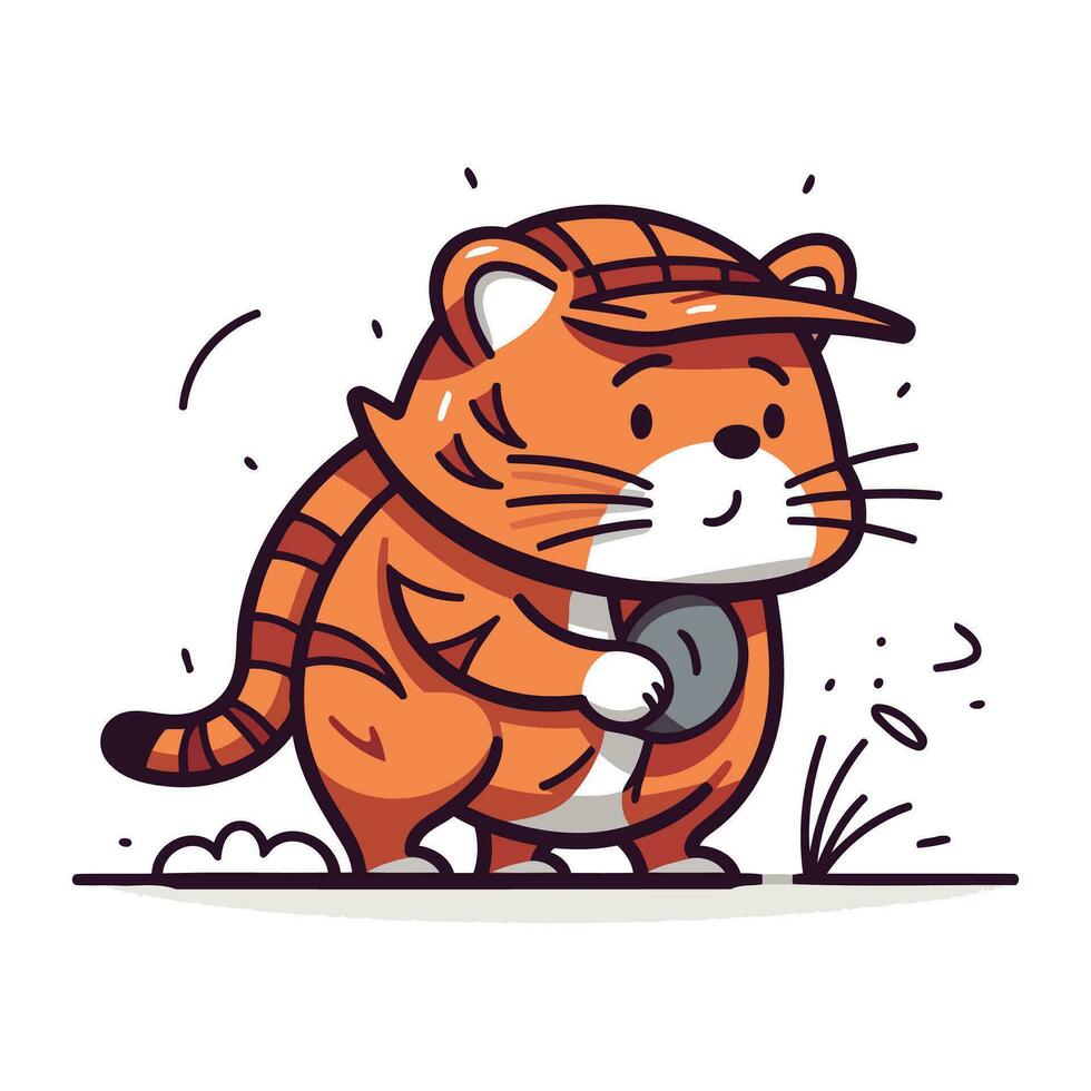 Cute tiger character. Vector illustration in doodle style.