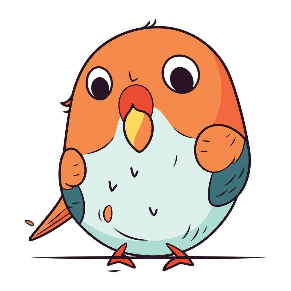 Cute cartoon bird. Vector illustration. Isolated on white background.