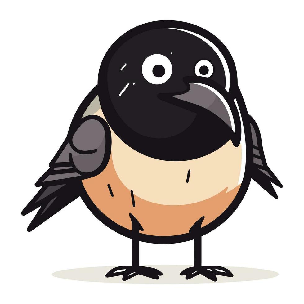 Cute cartoon crow isolated on white background. Vector illustration for your design.