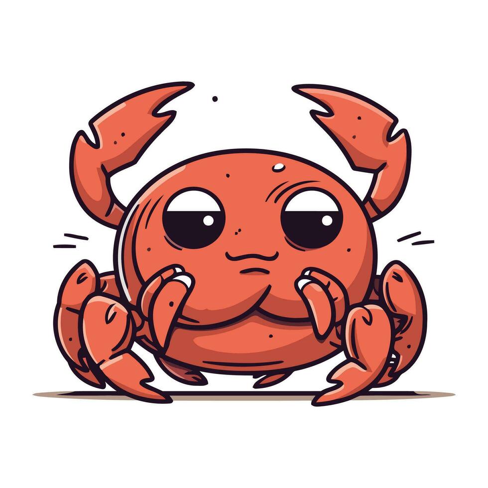 Cute cartoon crab character. Vector illustration of a funny crab.