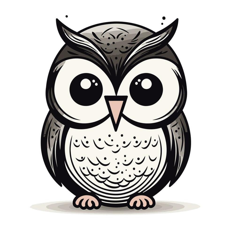 Cute owl. Vector illustration isolated on white background. Cartoon style.