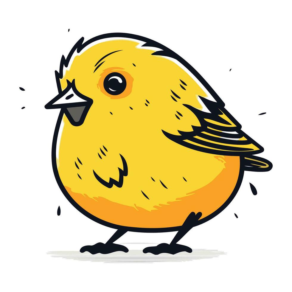 linda pequeño amarillo pájaro aislado en blanco antecedentes. vector ilustración.