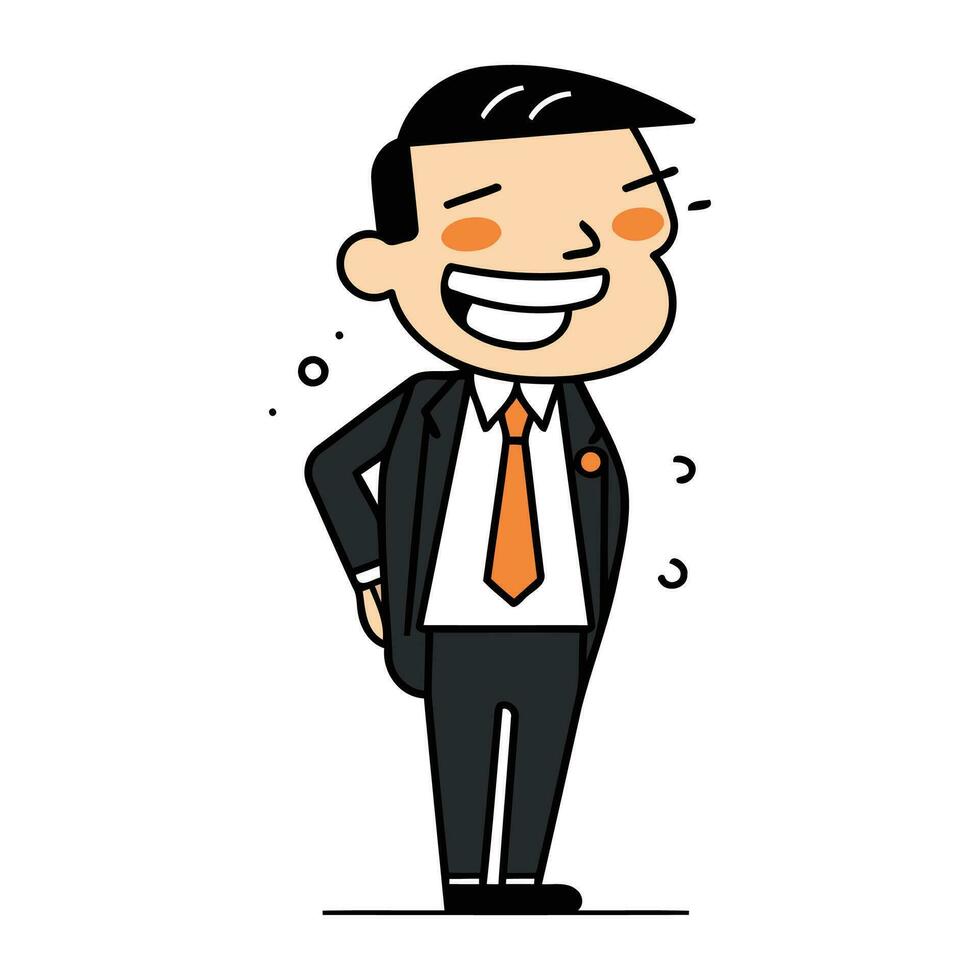 empresario sensación contento y sonrisa. vector ilustración en plano estilo.