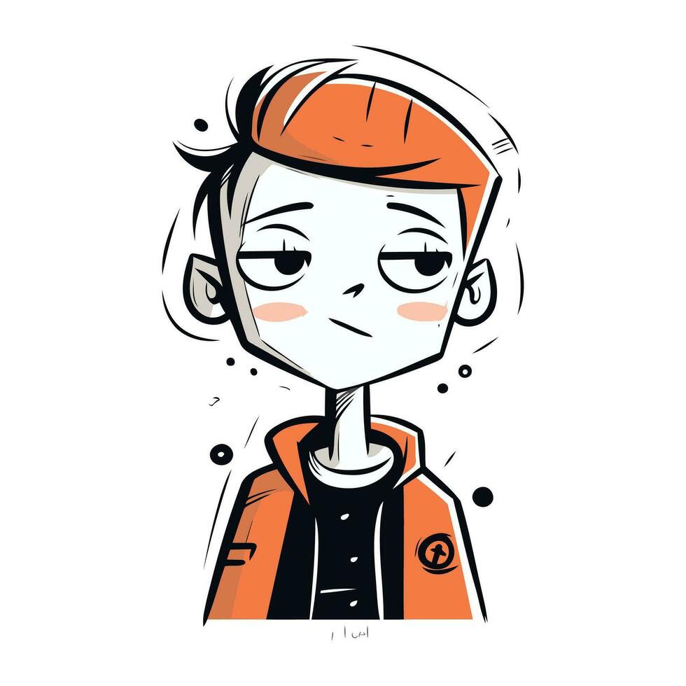 vector ilustración de un chico en un naranja impermeable. dibujos animados estilo.