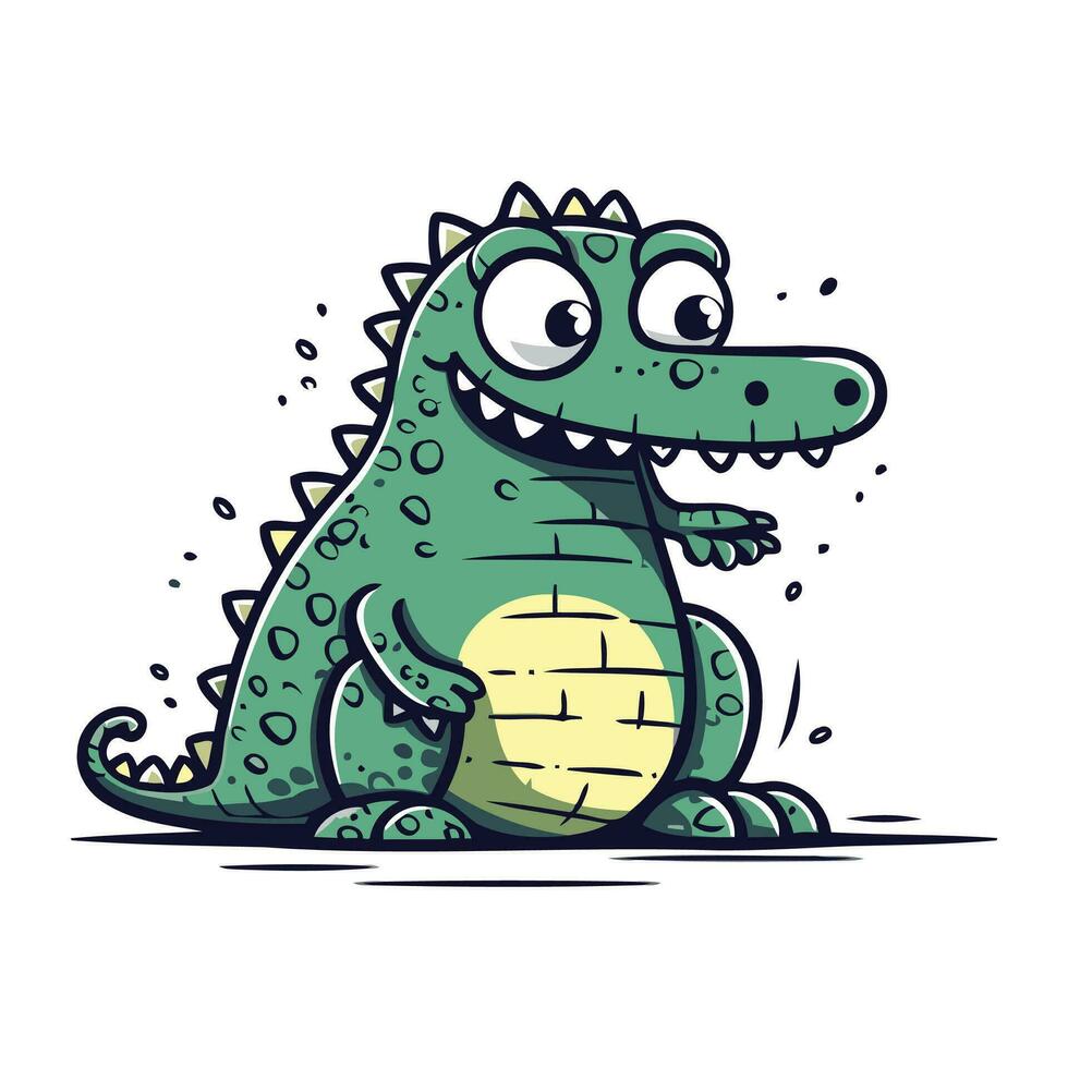 Cartoon crocodile. Vector illustration. Cute crocodile.