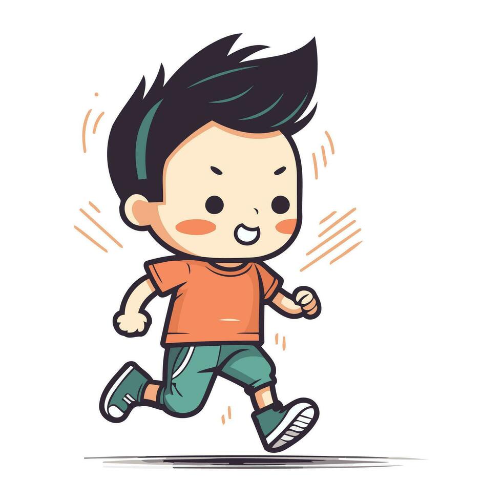 Running boy vector illustration. Running boy cartoon character. Kid running.