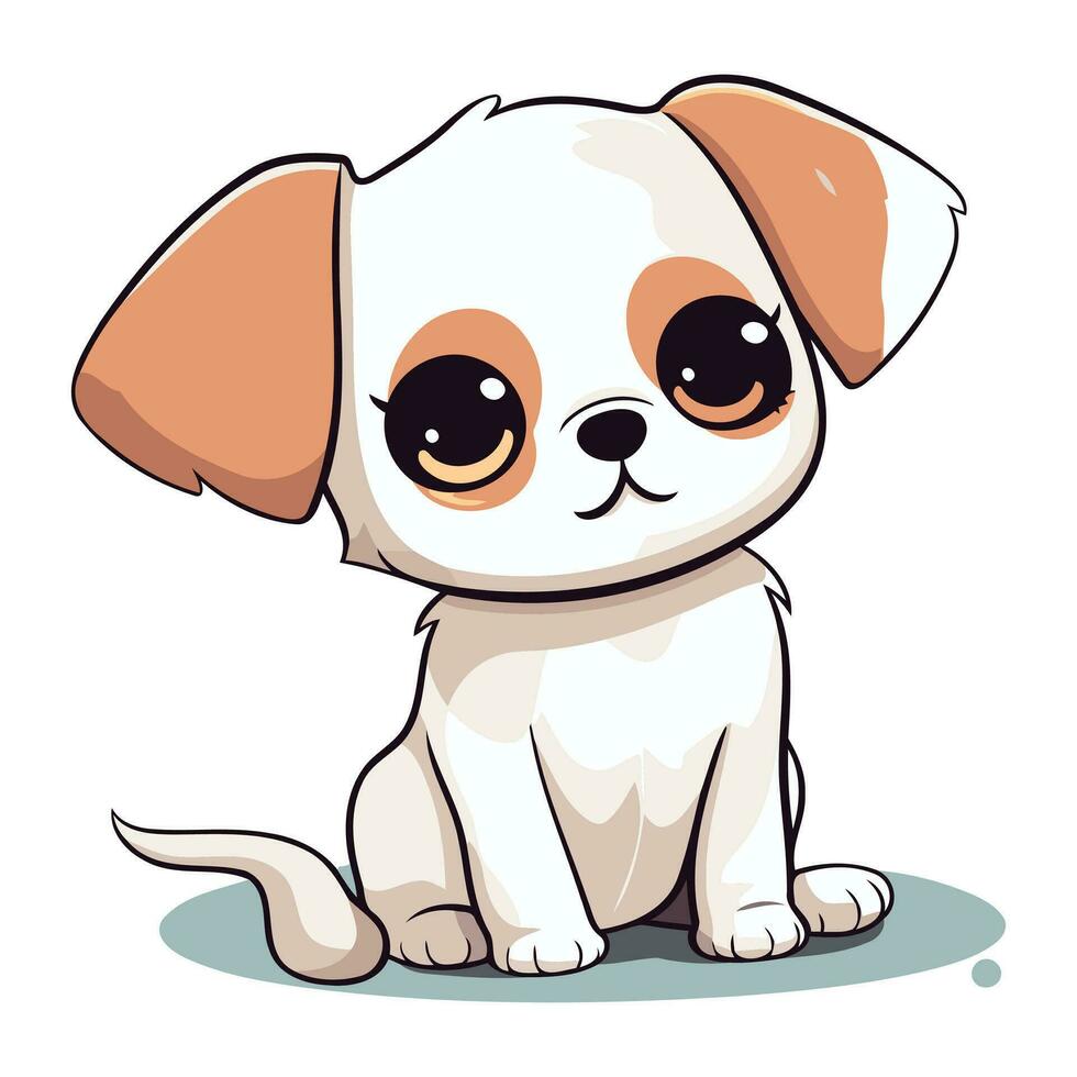 Cute cartoon dog sitting on white background. Vector illustration of a cute dog.