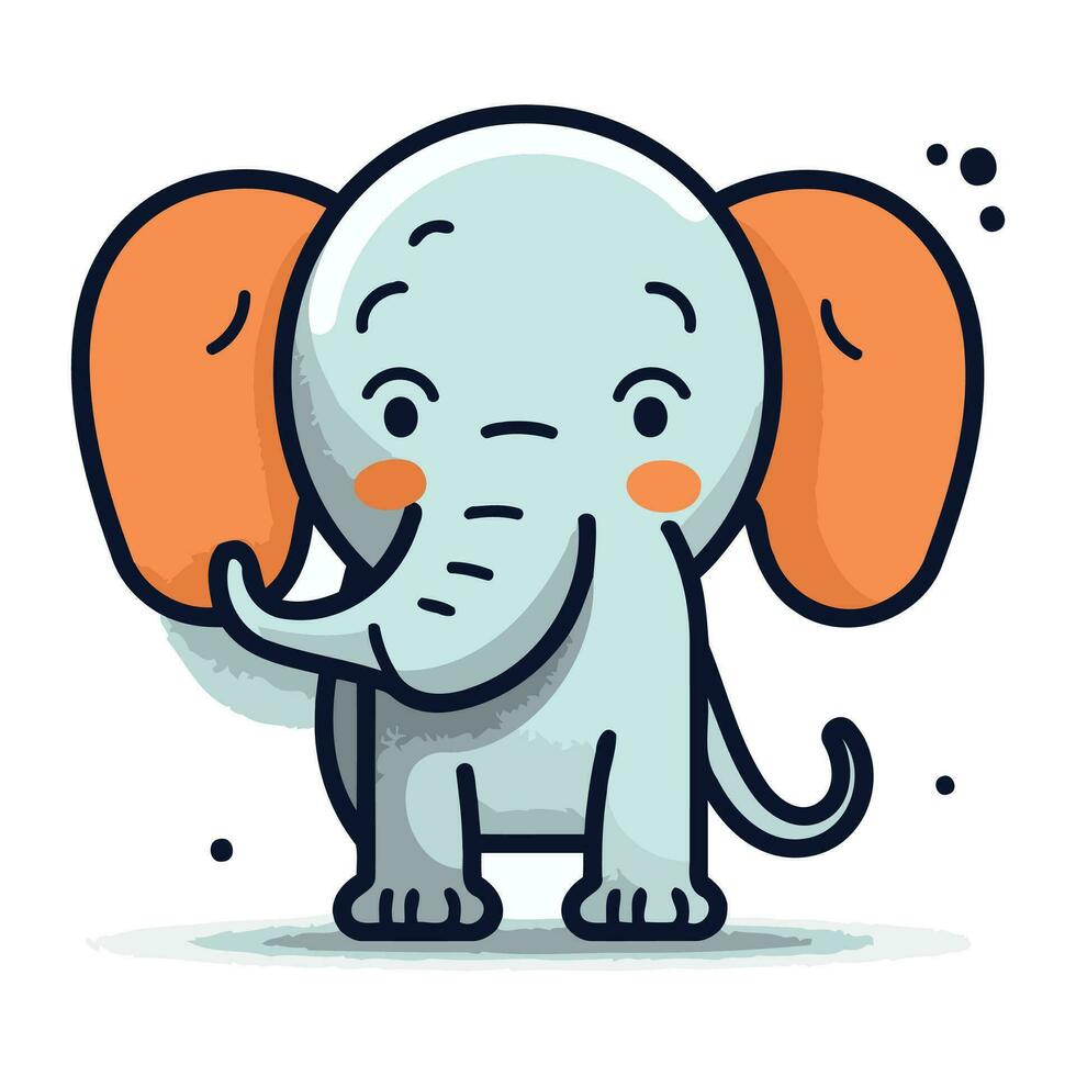 Cute cartoon elephant. Vector illustration. Isolated on white background.