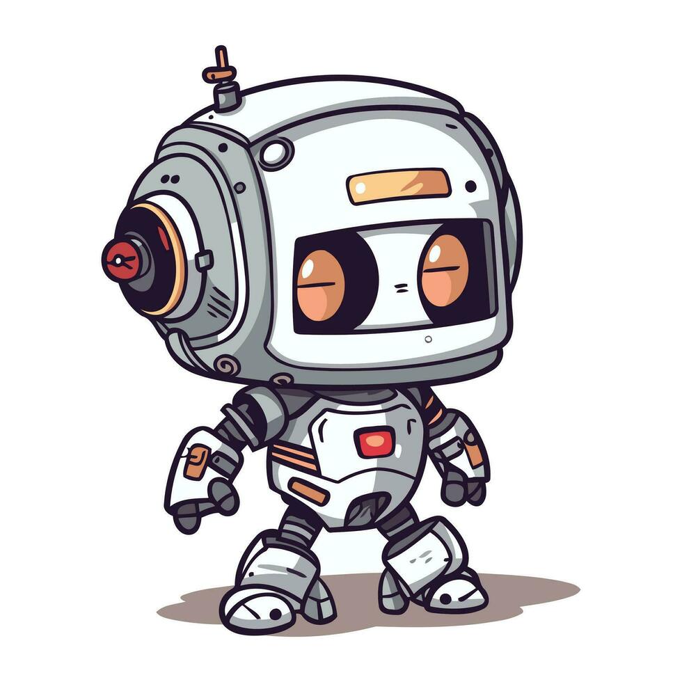 Cartoon robot character. Vector illustration isolated on a white background.