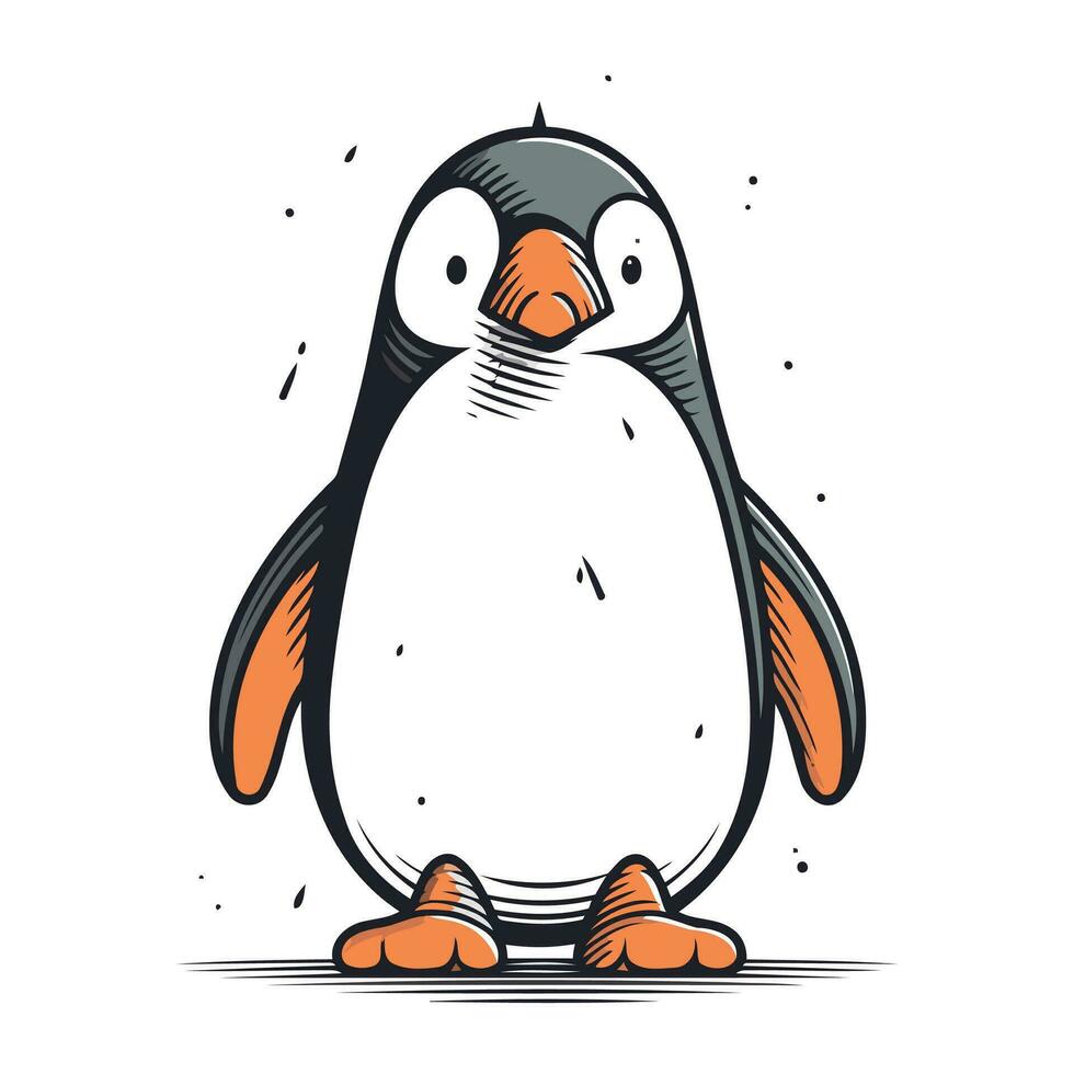 Cute penguin cartoon vector illustration. Isolated on white background.