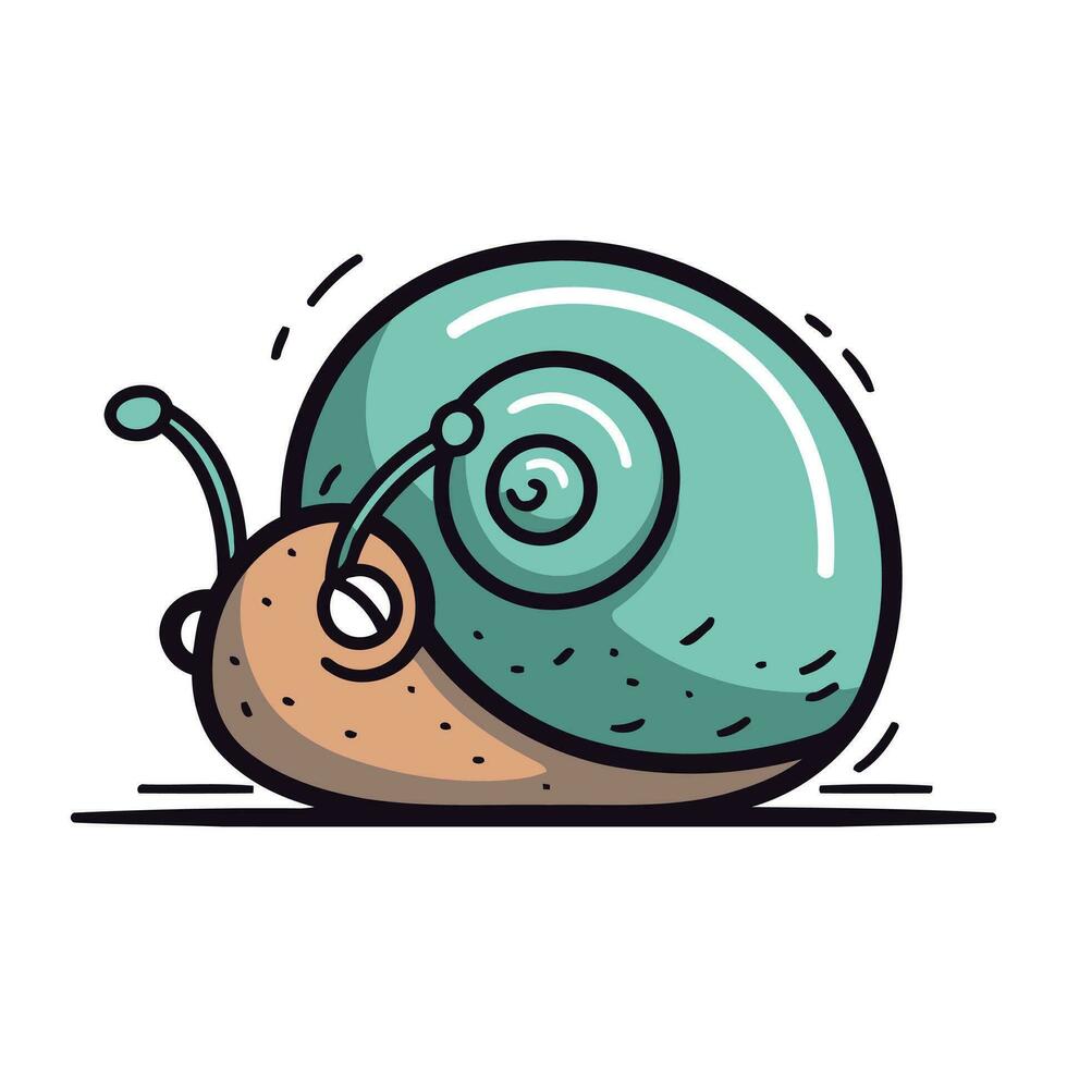 Cartoon snail. Isolated on white background. Vector illustration.