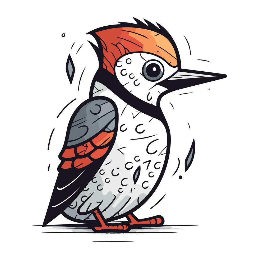 dibujos animados pájaro carpintero. vector ilustración de un linda pájaro.