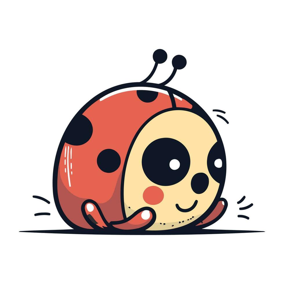 Cute ladybug cartoon vector illustration. Isolated on white background.