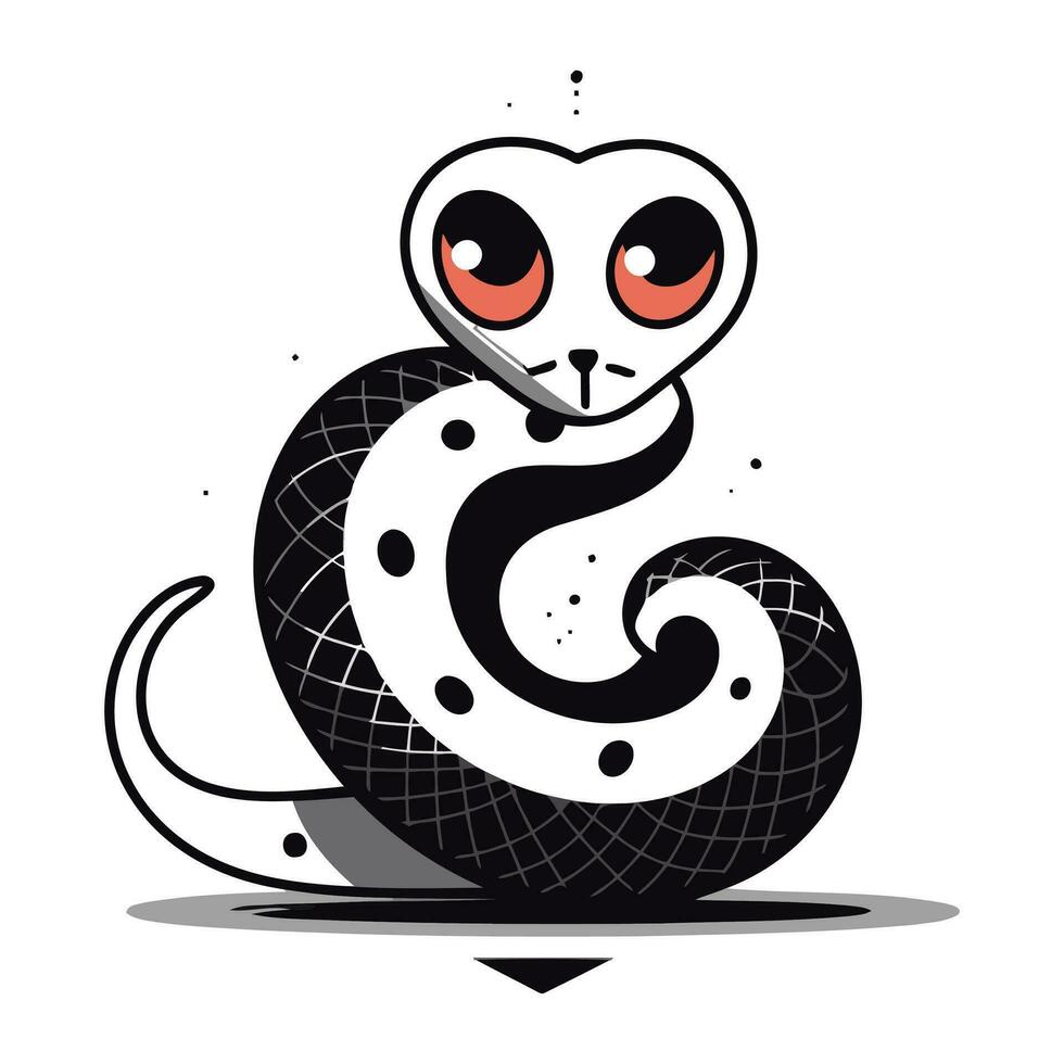 Cute cartoon snake on a white background. Vector illustration in flat style.