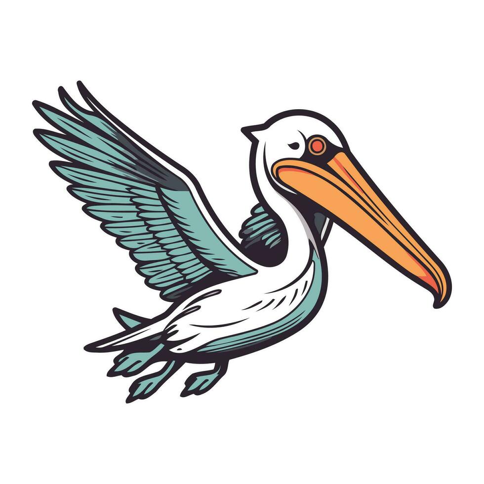 Pelican vector illustration. Cartoon pelican isolated on white background.