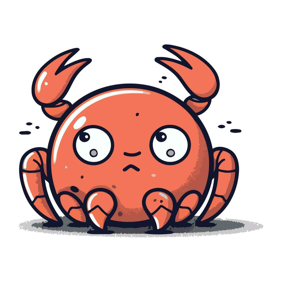 Crab cartoon character. Vector illustration of a cute crab character.