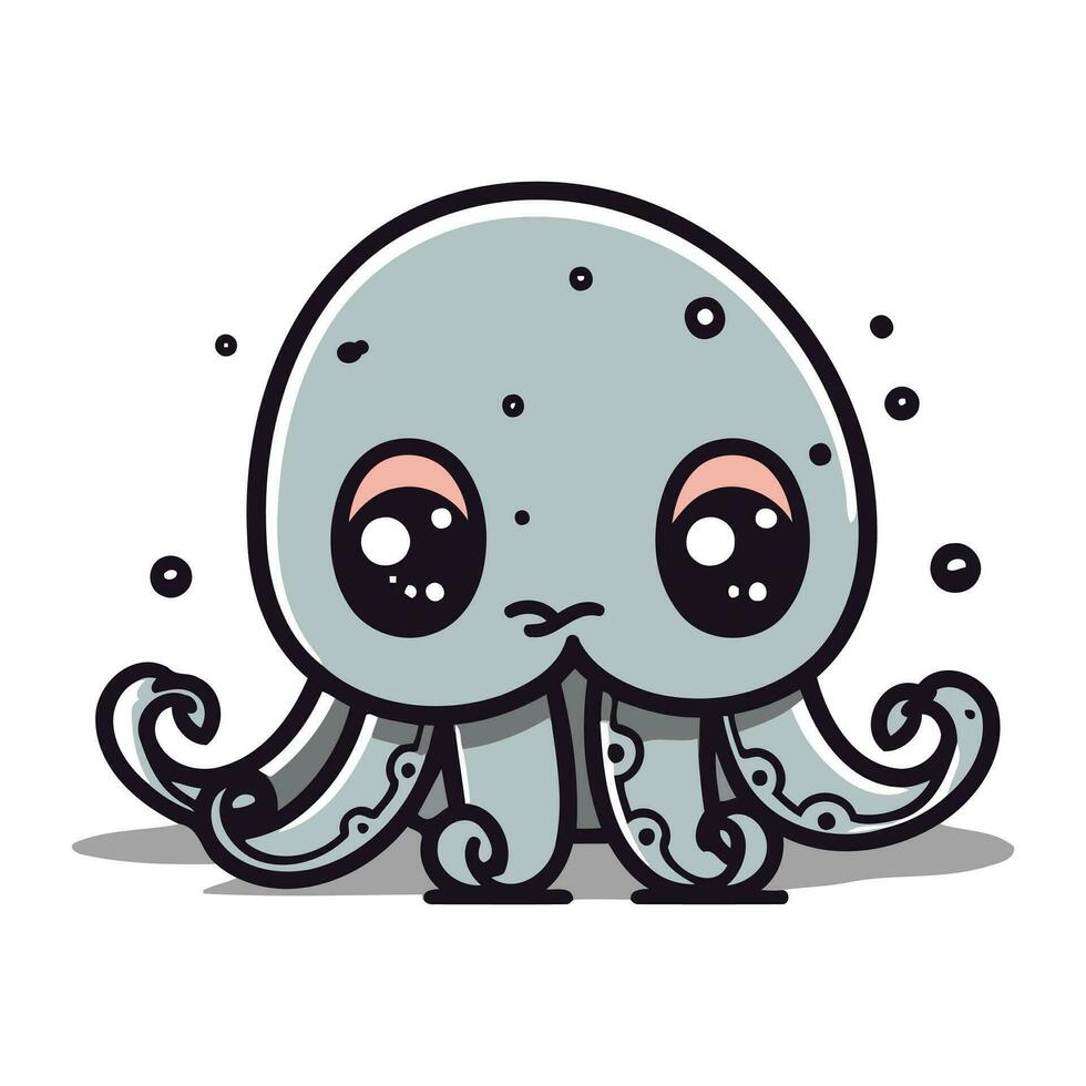 Cute octopus cartoon character vector illustration. Cute octopus mascot.