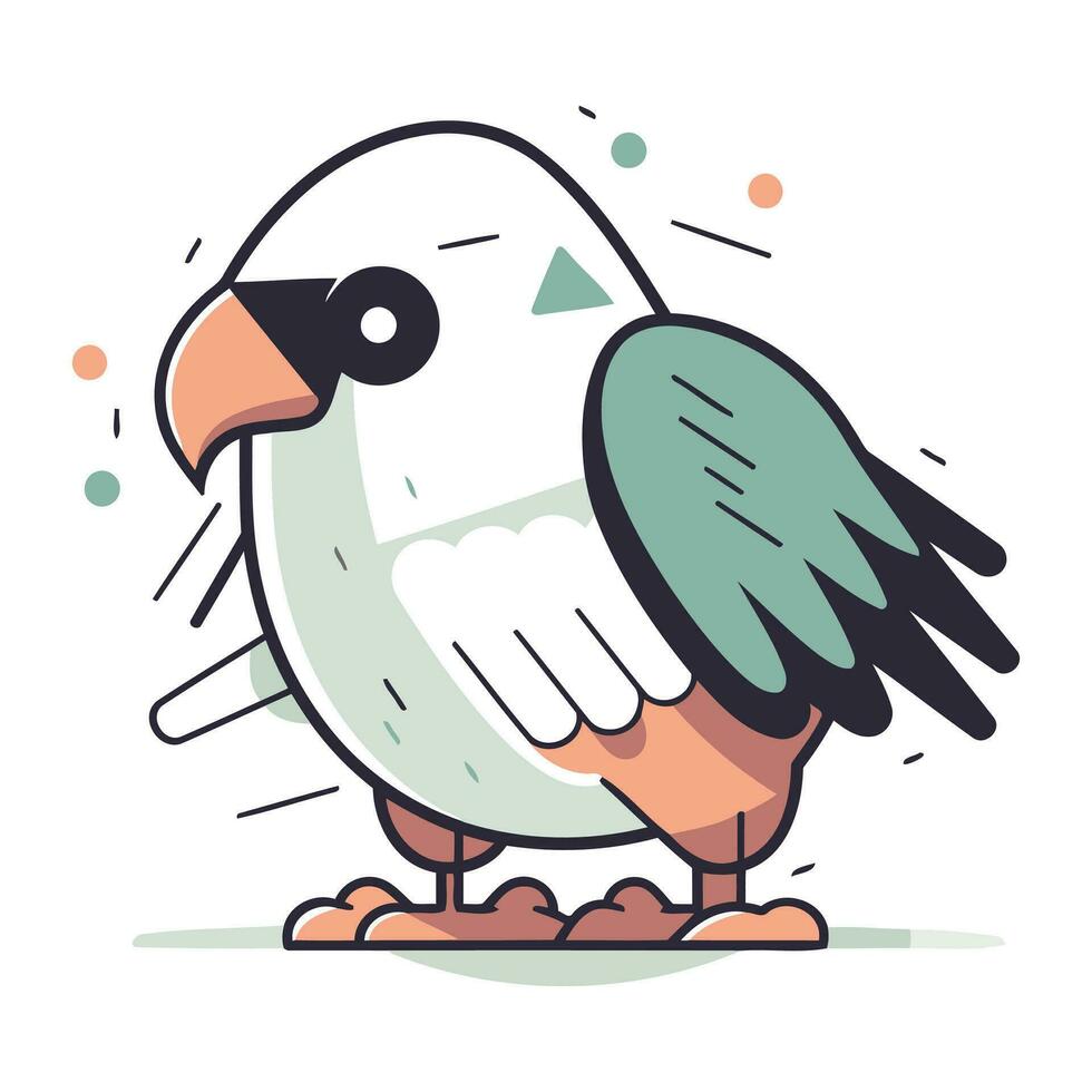 Cute cartoon parrot. Vector illustration in a flat style.