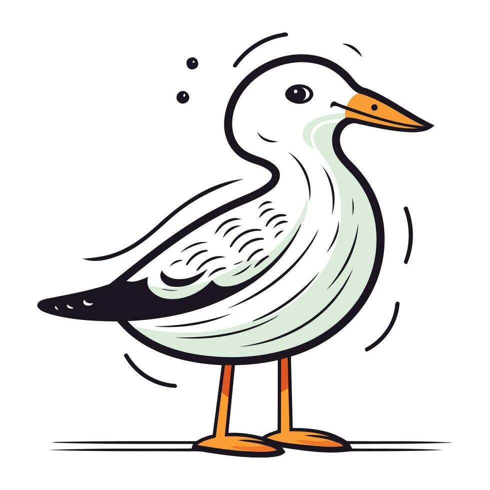 Seagull isolated on a white background. Vector illustration in cartoon style.