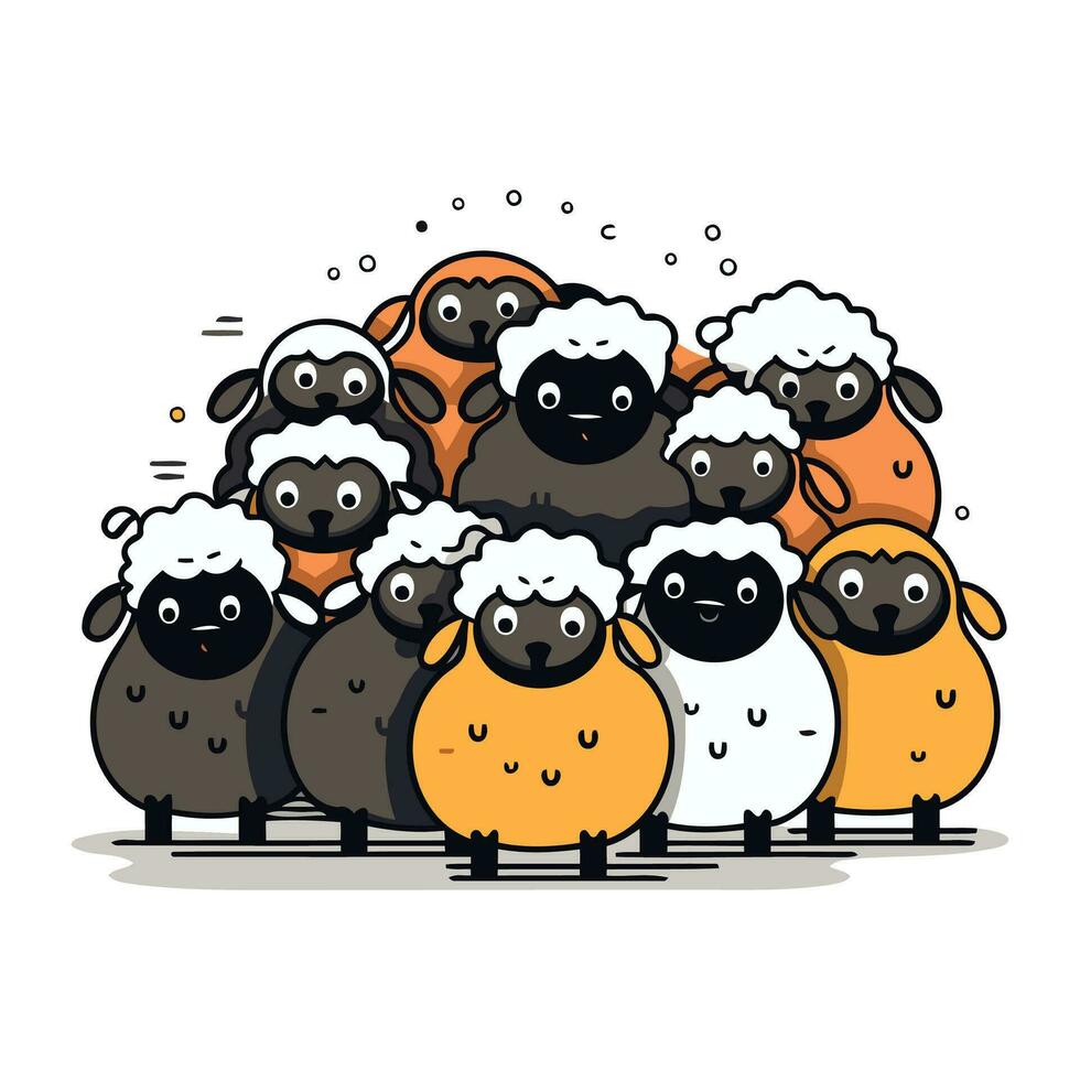 Sheep family   cute cartoon vector illustration of a group of sheep.