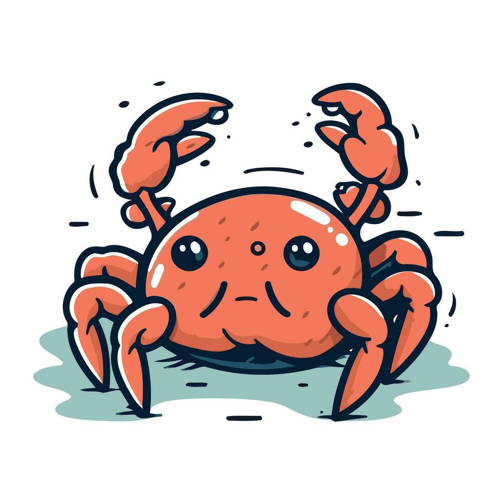 Cute cartoon crab. Vector illustration. Isolated on white background.