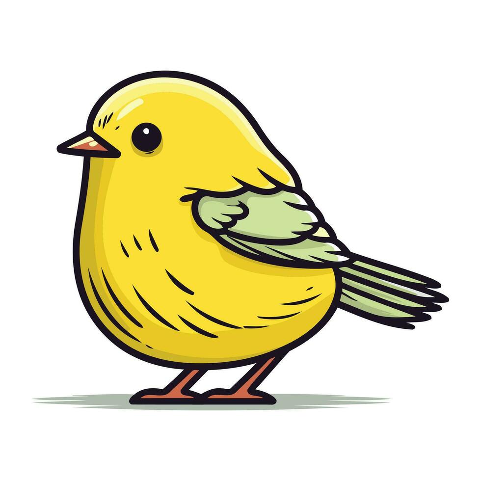 linda pequeño amarillo pájaro aislado en blanco antecedentes. vector ilustración.