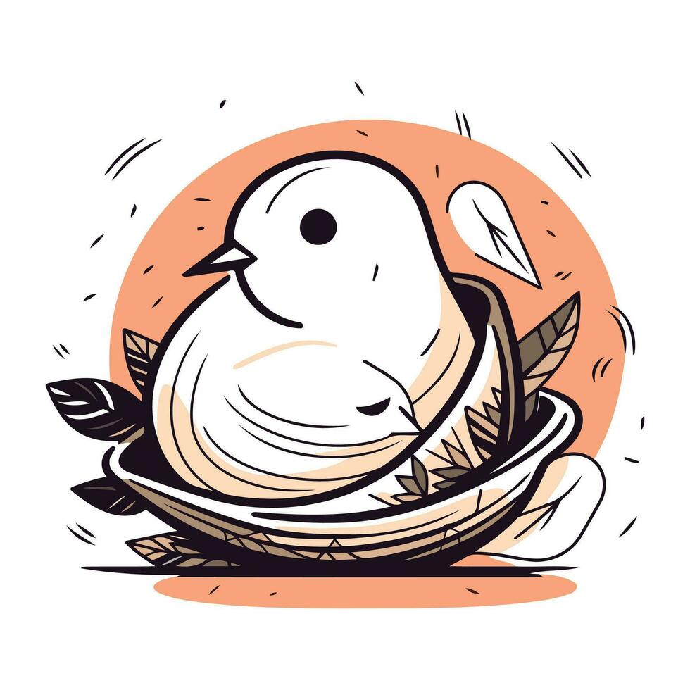 linda pájaro sentado en un nido. vector ilustración en dibujos animados estilo.