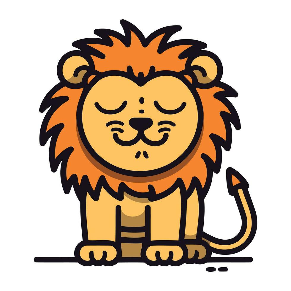 Cute cartoon lion. Vector illustration isolated on a white background.