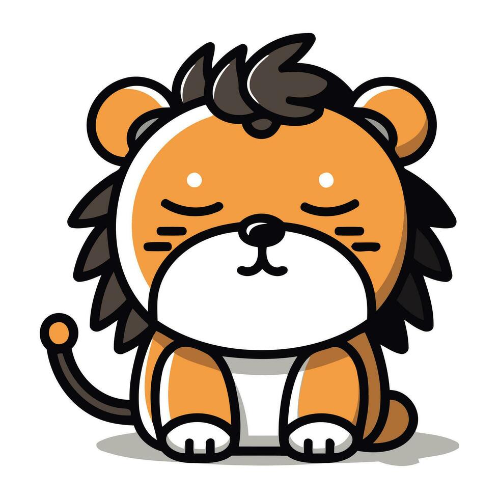 Lion Cute Animal Cartoon Vector Icon Illustration